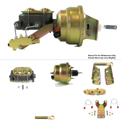 1964-66 Ford Mustang 7” Dual Power Brake Booster Kit Bottom Mount Prop Disc/Drum - Part Number: HEXBBK7AEA1