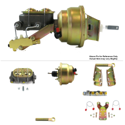 1964-66 Ford Mustang 8” Dual Power Brake Booster Kit Bottom Mount Prop Disc/Disc - Part Number: HEXBBK7AEA4