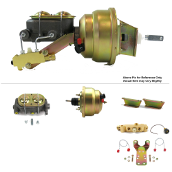 1957-1960 Ford Truck 8” Dual Power Brake Booster Kit Bottom Mount Prop Disc/Drum - Part Number: HEXBBK7AEAD