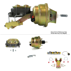 1968-1974 Chevy Nova 7” Dual Power Brake Booster Kit Bottom Mount Prop Disc/Disc - Part Number: HEXBBK7AECD