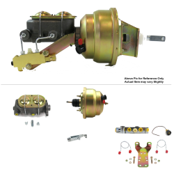 1968-1974 Chevy Nova 8” Dual Power Brake Booster Kit Bottom Mount Prop Disc/Disc - Part Number: HEXBBK7AED1