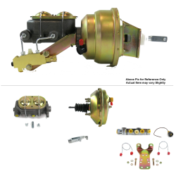 1968-74 Chevy Nova 9” Single Power Brake Booster Kit Bottom Mount Prop Disc/Disc - Part Number: HEXBBK7AED4