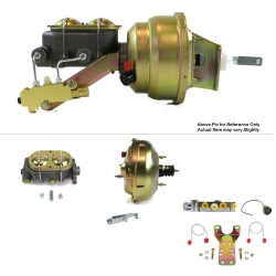 1968-74 Chevy Nova 11” Dual Power Brake Booster Kit Bottom Mount Prop Disc/Disc - Part Number: HEXBBK7AED7