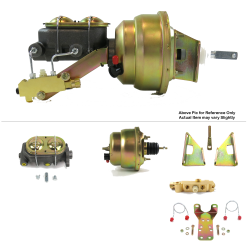 1970-81 Chevy Camaro 7” Dual Power Brake Booster Kit Bottom Mount Prop Disc/Disc - Part Number: HEXBBK7AF3A