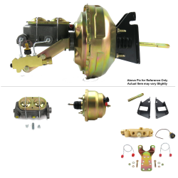 1973-87 Chevy Truck 8” Dual Power Brake Booster Kit Bottom Mount Prop Disc/Drum - Part Number: HEXBBK7AFC4
