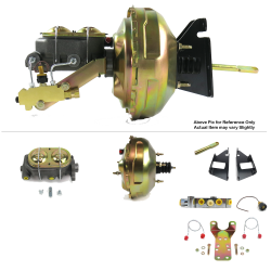 1973-87 Chevy Truck 11” Dual Power Brake Booster Kit Bottom Mount Prop Disc/Disc - Part Number: HEXBBK7AFC9