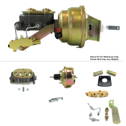 1965-1970 Chevy Full Size 7” Single Power Brake Booster Kit Mount Disc/Drum - Part Number: HEXBBK7AFFE