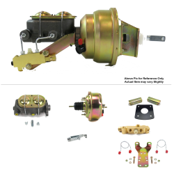 1965-1970 Chevy Full Size 7” Power Brake Booster Kit Bottom Mount Prop Disc/Drum - Part Number: HEXBBK7B00D