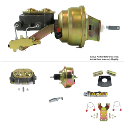 1965-1970 Chevy Full Size 7” Power Brake Booster Kit Bottom Mount Prop Disc/Disc - Part Number: HEXBBK7B00E