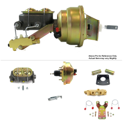 1965-1970 Chevy Full Size 8” Power Brake Booster Kit Bottom Mount Prop Disc/Drum - Part Number: HEXBBK7B011