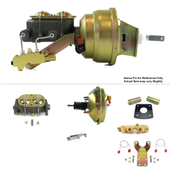 1965-1970 Chevy Full Size 9” Power Brake Booster Kit Bottom Mount Prop Disc/Drum - Part Number: HEXBBK7B015