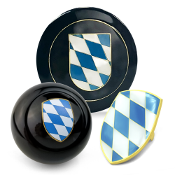 Bavaria 3Pcs Kit - Horn Button, Hood Crest, & 7mm Shift Knob Bus Beetle Ghia - Part Number: LABKT3M2C2