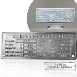 1945 - 1952 VW Volkswagen VIN Name ID Plate Kit for Split Beetle Bug T1 Zwitter - Part Number: VPAVWVIN8