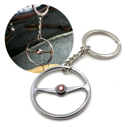 1949-55 VW Beetle Chrome Batwing Steering Wheel Keychain - Hamburg Button - Part Number: LABKCED6A4