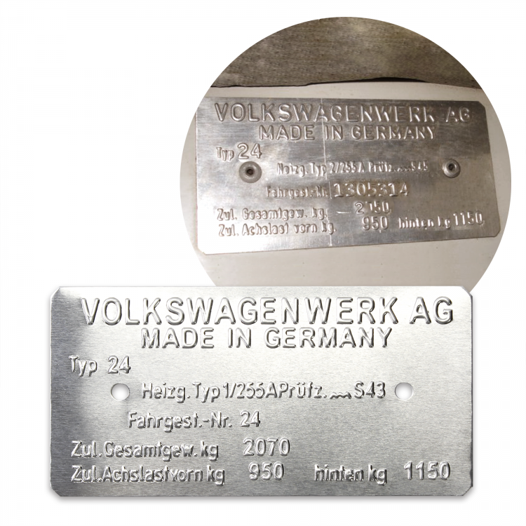 ビンテージバッジ 希少 AVD 刻印あり VW 欧州車等 Volkswagen Beetle Super Cabriolet Convertible Type 15 VIN Data