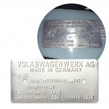 Volkswagen Squareback Type 361 Made in Germany Vin Data Information Plate - Part Number: LABVIN14
