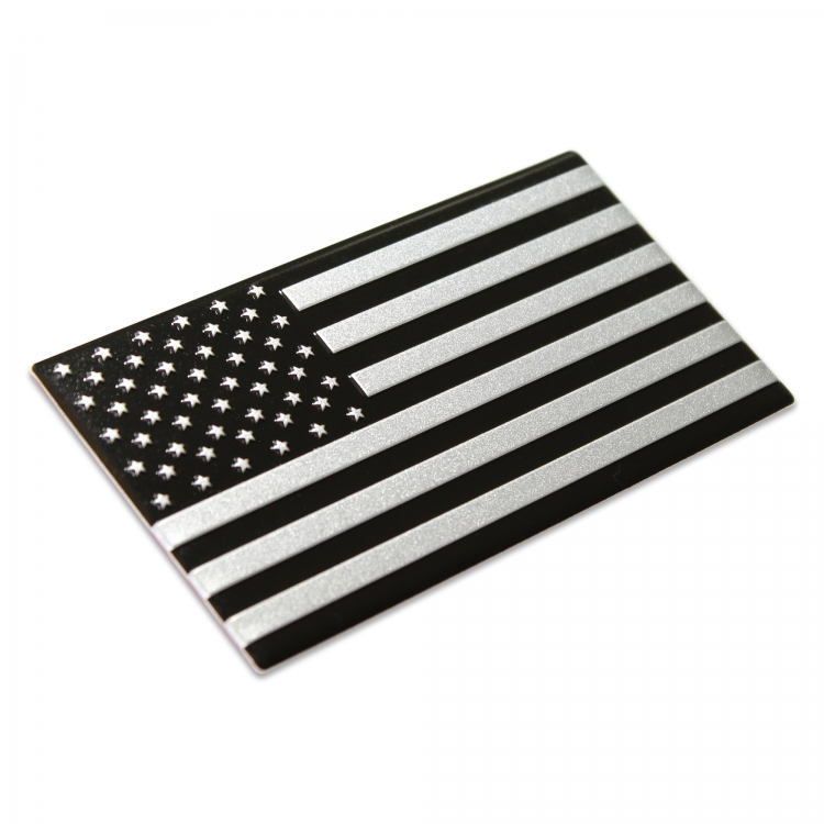 3D METAL Black / Silver American Flag Sticker Decal Emblem for