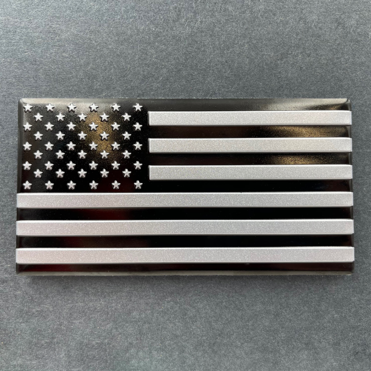 3D METAL Black / Silver American Flag Sticker Decal Emblem for