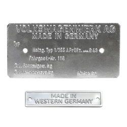 1965-1973 VW Volkswagen VIN Plate with Made In Western Germany Tag - Part Number: VPAVWVIN4