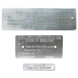 Early & Late VW Volkswagen VIN Plates with Made In Western Germany Tag - Part Number: VPAVWVIN5