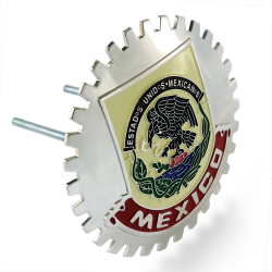 Chrome Front Grill Emblem Badge Mexican Flag [MEXICO] Medallion - Part Number: AUTFGE18