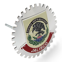Chrome Front Grill Emblem Badge Mexican Flag [JALISCO] Medallion - Part Number: AUTFGE19