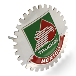 Chrome Front Grill Emblem Badge Truckin [MEXICO] Medallion - Part Number: AUTFGE20