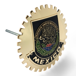 Gold Plated Front Grill Emblem Badge Mexican Flag [MEXICO] Medallion - Part Number: AUTFGE24
