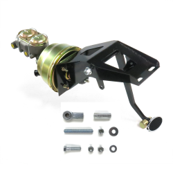 1953-56 Ford Truck 8” Dual Power Brake Pedal Kit VT Drum/Drum Small Chrome Oval - Part Number: HEXPKA79157