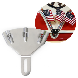 CHEVY PARTS CHEVROLET CHROME PARADE 3 FLAG HOLDER WITH 3 FREE AMERICAN FLAGS
