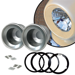 Recessed Frenched Headlight Conversion Kit 7" Bucket Trim Ring Flush Mount Bezel - Part Number: AUTFRHEAD