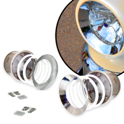 Recessed Frenched Headlight Conversion Kit Set 7" Bucket Chrome Trim Ring Bezel - Part Number: AUTFRHEADC