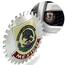 Chrome Front Grill Emblem Badge Estados Unidos Mexicanos Medallion Banner Crest - Part Number: AUTFGE18