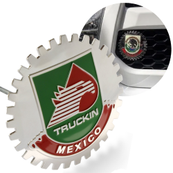 Chrome Car Truck Grill Badge Truckin Mexico Metal Emblem Flag Banner Medallion - Part Number: AUTFGE20