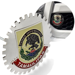 Chrome Car Truck SUV Grill Badge Tamaulipas Mexico Metal Emblem Flag  Medallion - Part Number: AUTFGE22