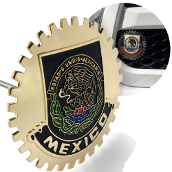 Gold Car Truck SUV Estados Unidos Mexicanos Grill Badge Mexico Emblem Medallion - Part Number: AUTFGE24