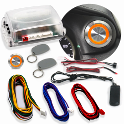 Orange LED Illuminated Billet Push Button Car Engine Ignition Start 12V Kit RFID - Part Number: AUTHFS1002A