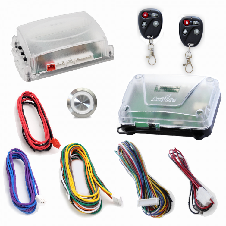 Autoloc White One Touch Push Button Engine Start Kit with Remote