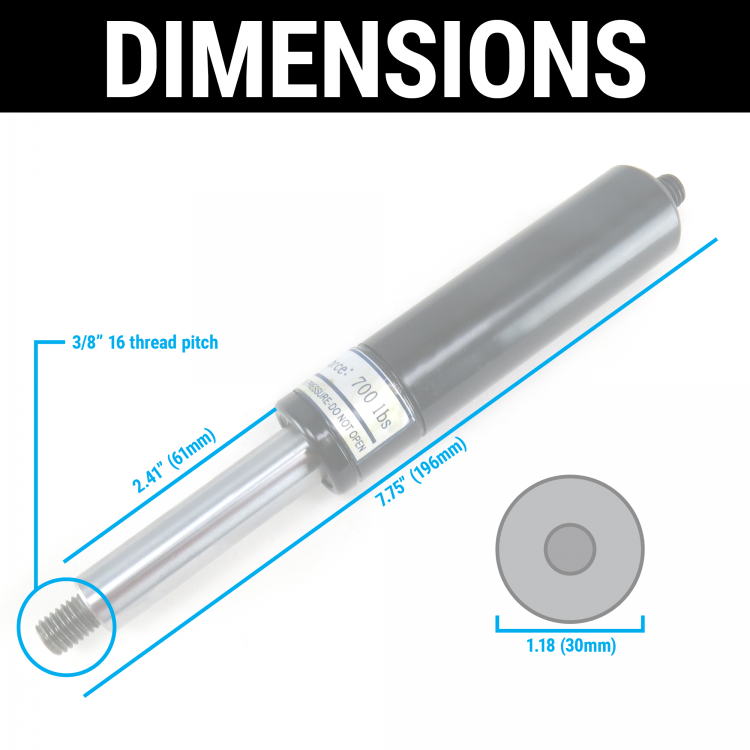 Universal 700lb Heavy Duty Gas Strut for Lambo Vertical Door Hinge