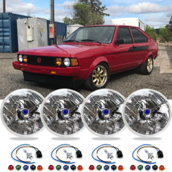 4 PC 5-3/4" Round Tri-Bar Dot Halogen Headlight Set 1978-1981 Volkswagen Dasher - Part Number: AUTDC324