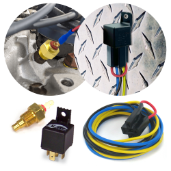 Radiator Temperature Control Sensor Kit w/ Harness 180 Degree ON - 3/8” NPT 12V - Part Number: ZIRZFSWFK