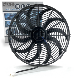 16" Black Zirgo 3000 fCFM High Torque S-Curved Blade Performance Cooling Fan DC - Part Number: ZIRZFB16S