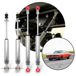 1966-1972 Dodge Charger Compatible Front and Rear Race Shocks Kit (4) Bolt-On - Part Number: HEX9BE089