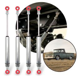 1963-1966 Chevrolet C-10 Pickup Truck Front-Rear Race Gas Shocks Kit (4) Bolt-On - Part Number: HEX9BE096