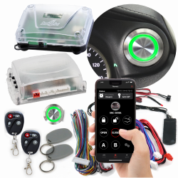 Green LED Billet Push Button Engine Start Keyless Entry Remote Start & RFID Kit - Part Number: AUTHFS1502G