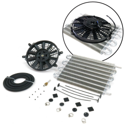 Zirgo Super Cool 15” Oil Cooler w/ 9” Flat Blade Fan Kit -Hose, Clamps, Ties 12V - Part Number: ZIRYFC815B9K
