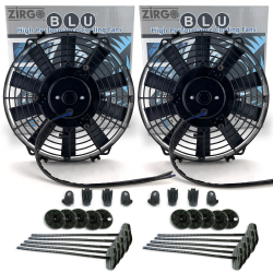 Zirgo Super Cool Pac 2 9” Performance Fans w/ Adjustable Temp Sensor, Relay Kit - Part Number: ZIRZFB9DUAL