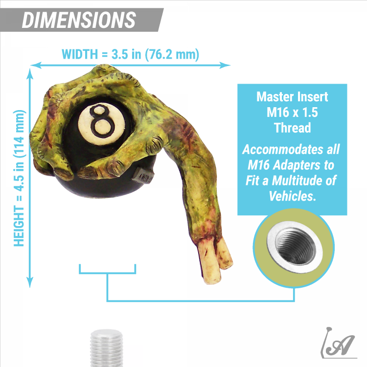 Grippy 8 Ball Zombie Hand Custom Shift Knob Handcrafted Limited
