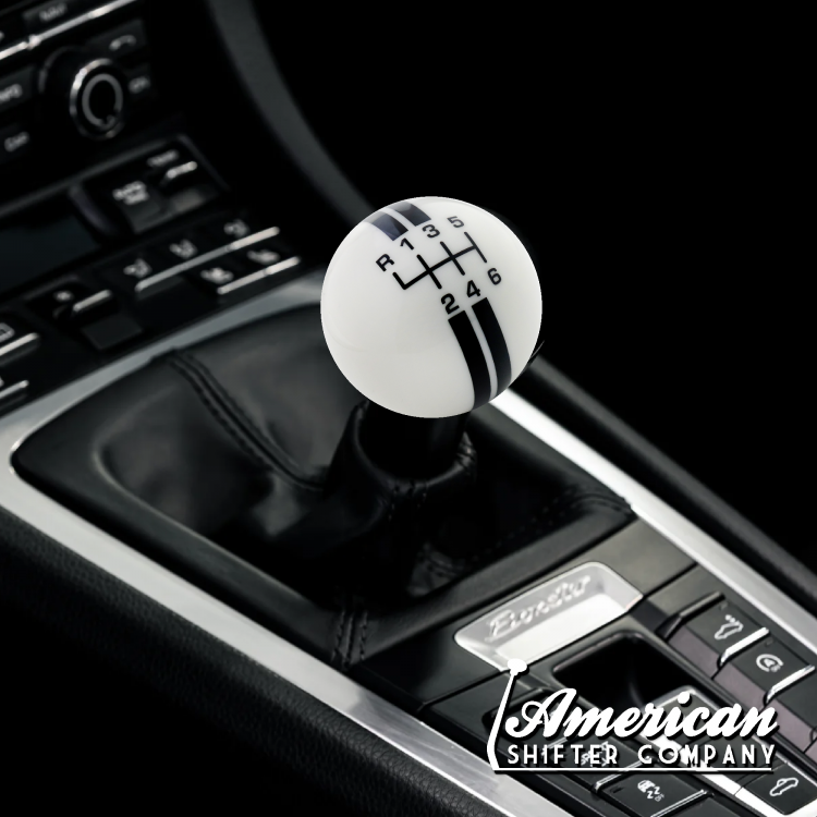 Ivory Shift Knob With Black Rally Stripe- 6 Speed Shift Pattern