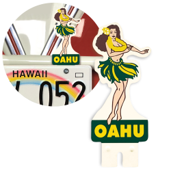 Oahu Hawaii Hula Girl License Plate Topper Vintage Style Accessory Car Truck - Part Number: VPALPT043